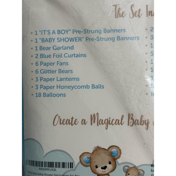 210 PC Teddy Bear Baby Shower Decorations supplies IT'S A BOY blue brown - Picture 7 of 9